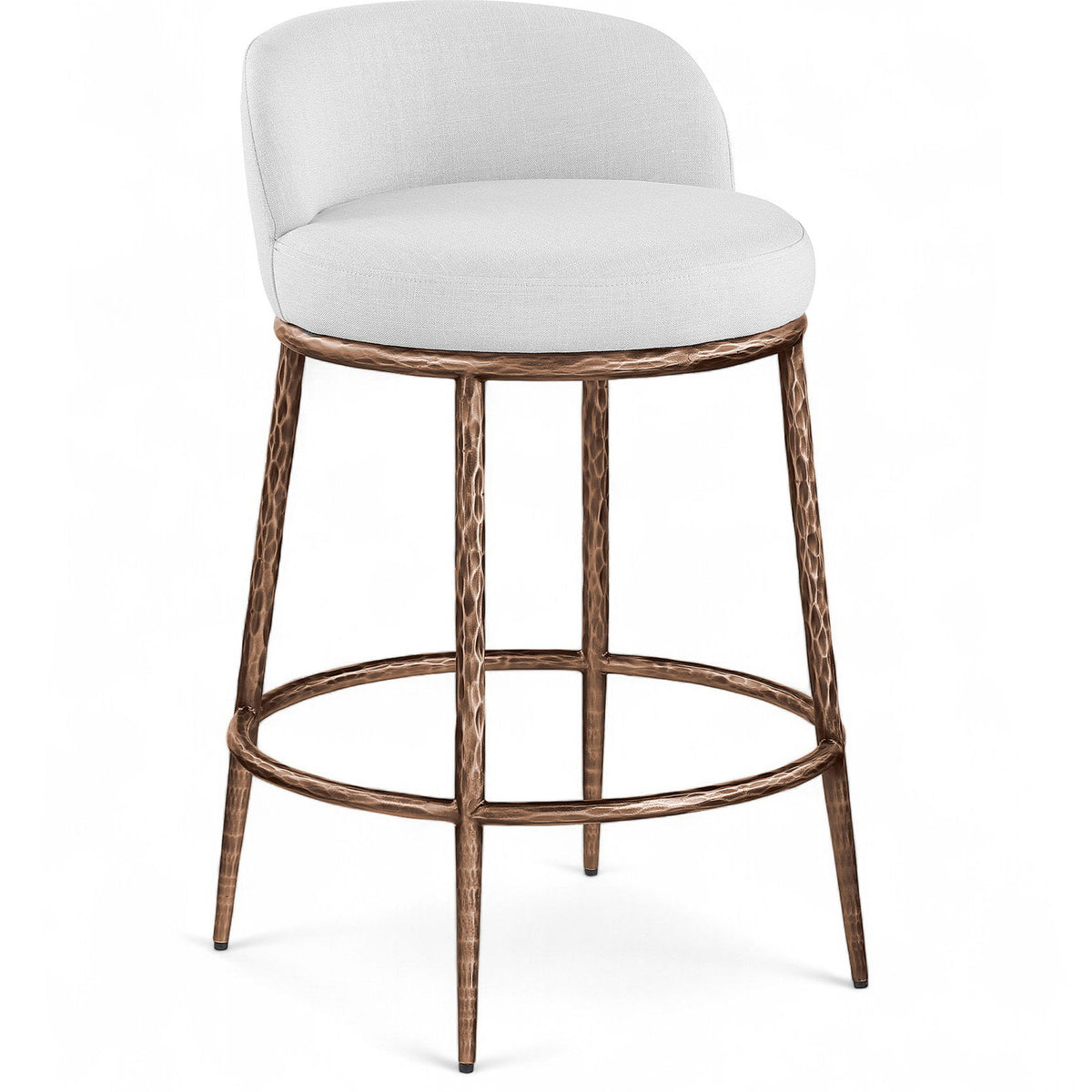 Ferro - Upholstered Counter Stool With Brushed Bronze Base