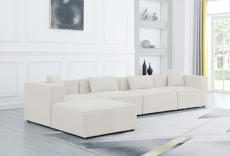 Cube - Linen 5 Piece Modular Sectional With Chaise