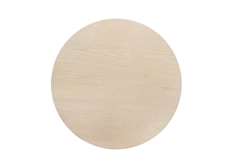 Neroli - Contemporary Round Side Table With Black Metal Base - Oak White
