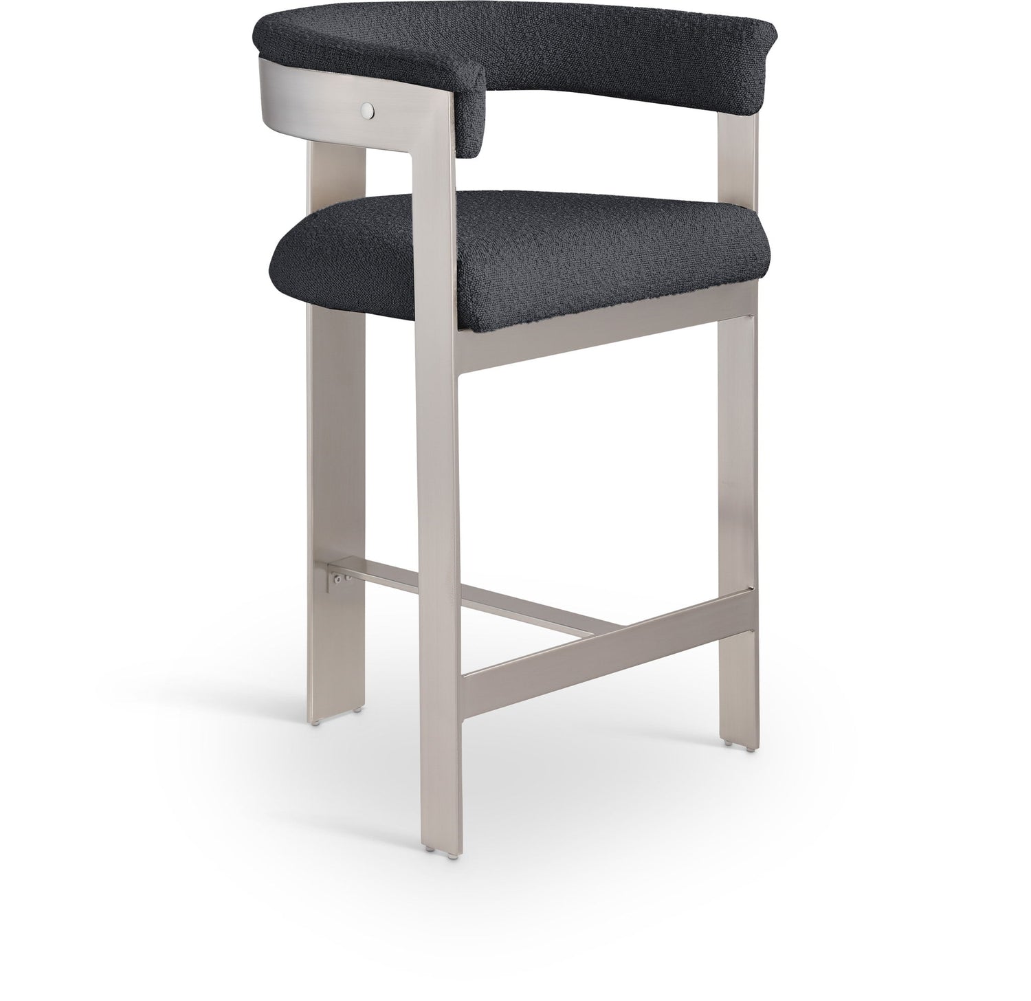 Romeo - Boucle Counter Stool With Silver Base (Set of 2)
