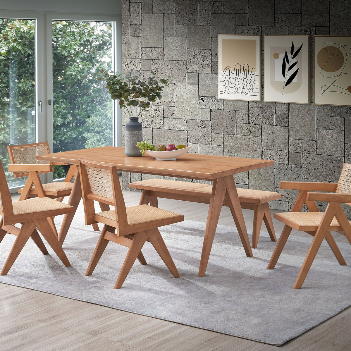 Valentina - 6 Pieces Patio Furniture Set - Rattan / Natural