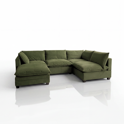 Olive Green Velvet Cloud Sova Sectional