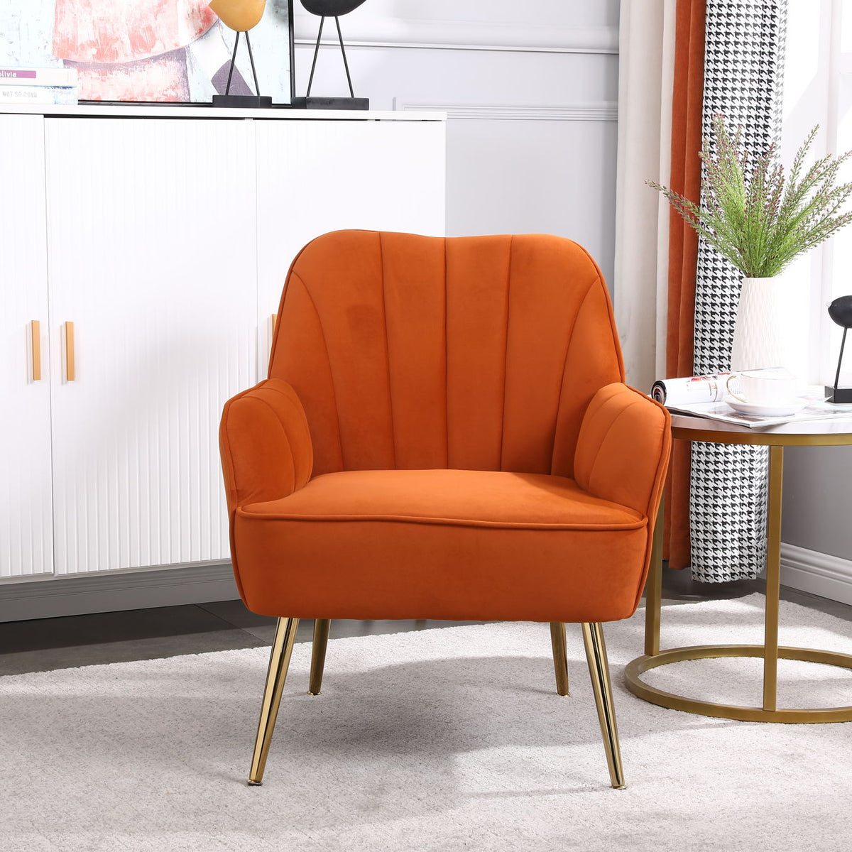 Modern Mid-Century Chair Tufted Sherpa Armchair For Living Room Bedroom Office