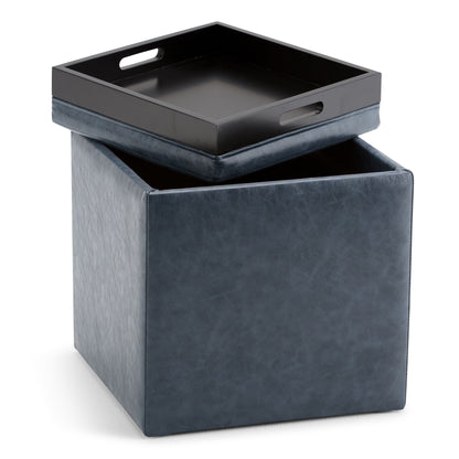 Rockwood - Upholstered Cube Storage Ottoman With Tray