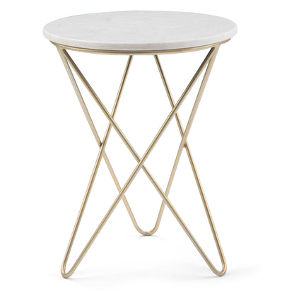 Gabon - Accent Table - White / Gold