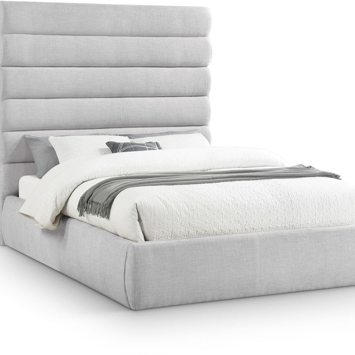 Adam - Linen Fabric Bed With 70.5" Headboard