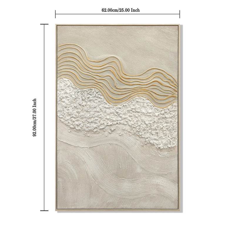Framed Wall Art, Textured Canvas Painting With Accents, Decor For Living Room (Set of 2) - Antique White