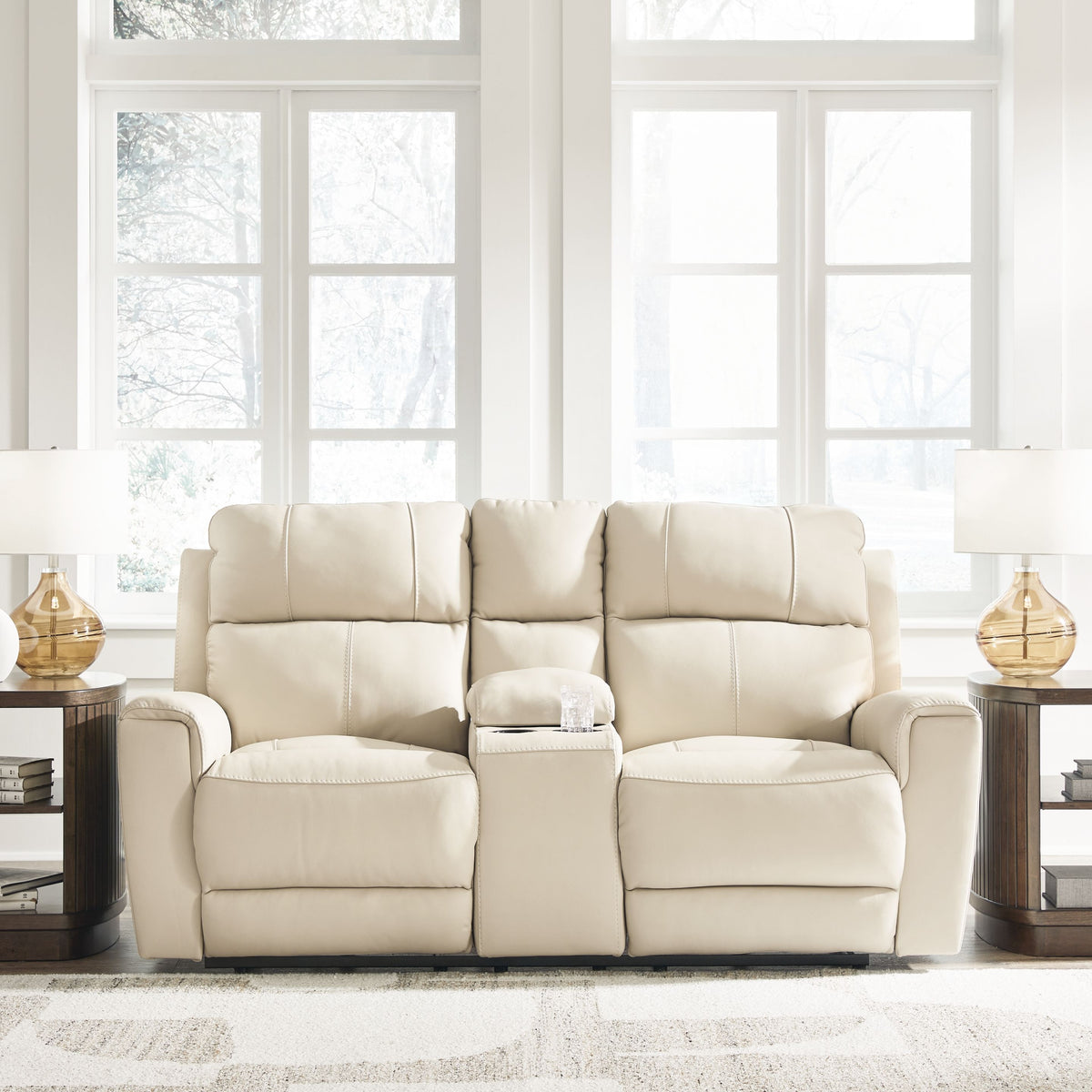 Dahlmoore - Dbl Power Reclining Loveseat With Console - Almond