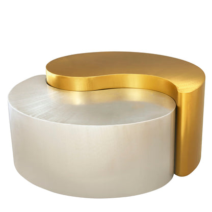 Two-tone round table with pearl silver tiers and gold side
