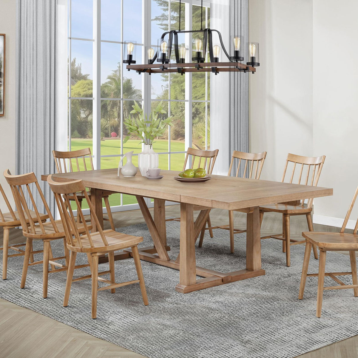 Middleton 9-piece Extension Leaf Dining Set Natural Brown