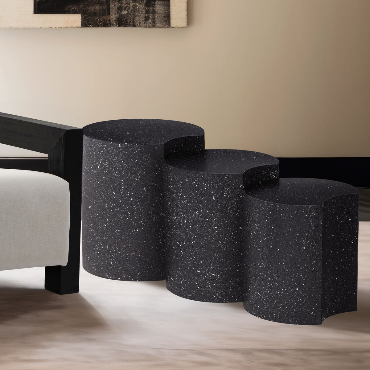 Dimple - 3 Piece Modular End Table - Terazzo Finish