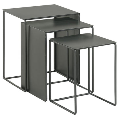 Imez - 3 Piece Rectangular Metal Nesting Table Set - Gray