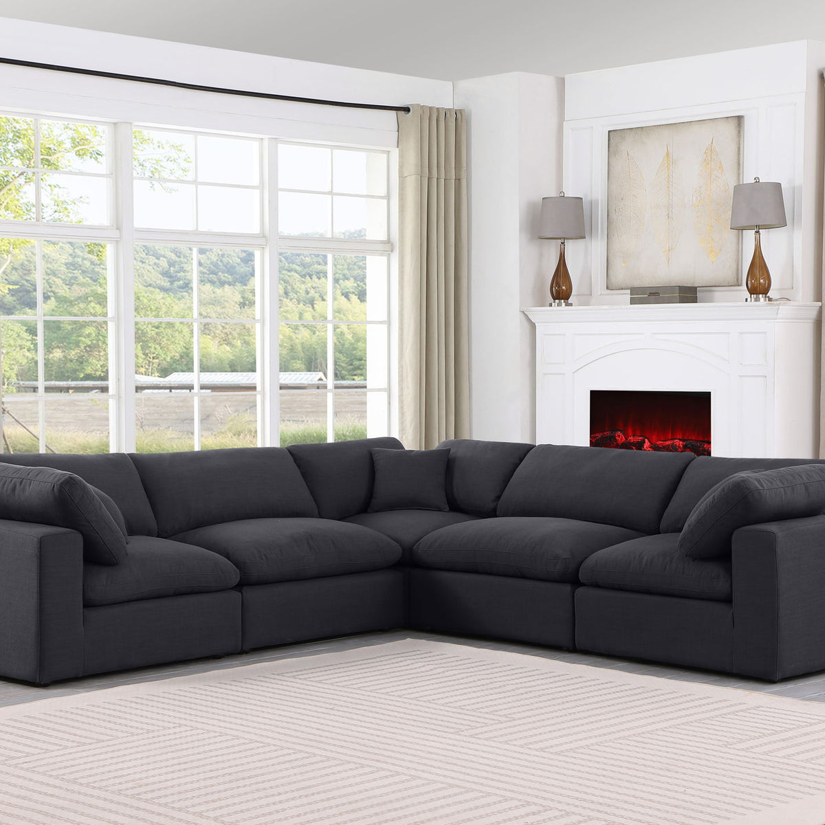 Comfy - 5 Piece Linen Modular Corner Sectional