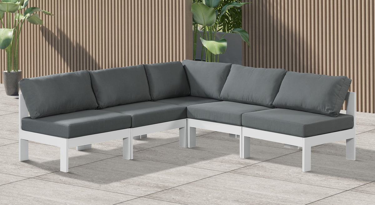 Nizuc - Outdoor Patio 5 Piece Modular Sectional With White Frame