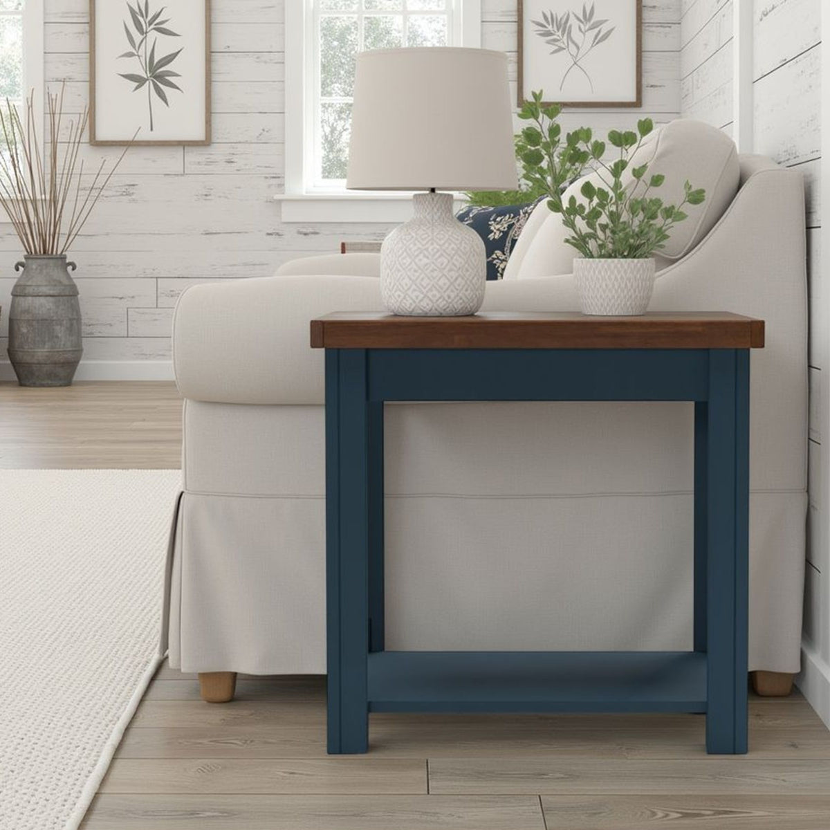 Nantucket - Side Table - Blue Denim, Whiskey