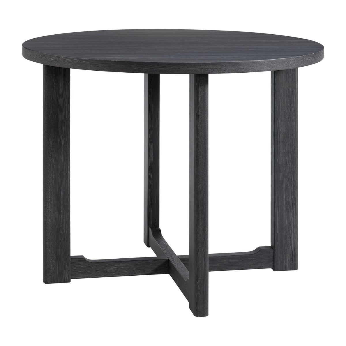 Espresso round counter table with open leg support and turned pedestal