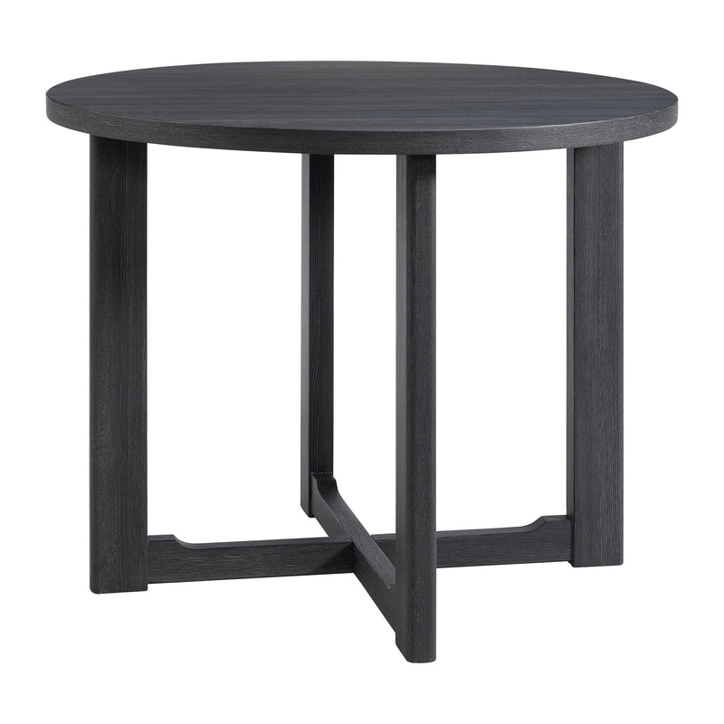 Espresso round counter table with open leg support and turned pedestal