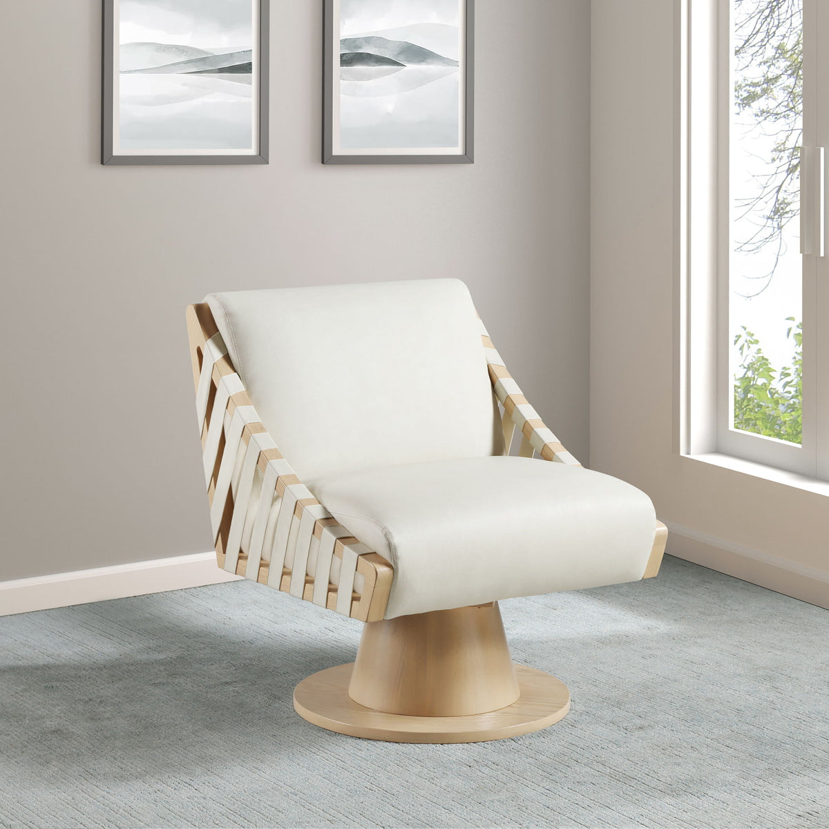 Millwin - Swivel Accent Chair With Natural Base
