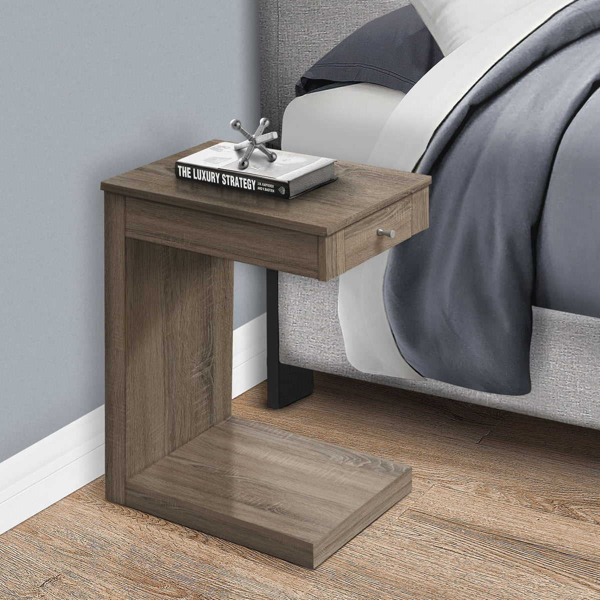 Accent Table, C - Shaped Contemporary & Modern - Taupe