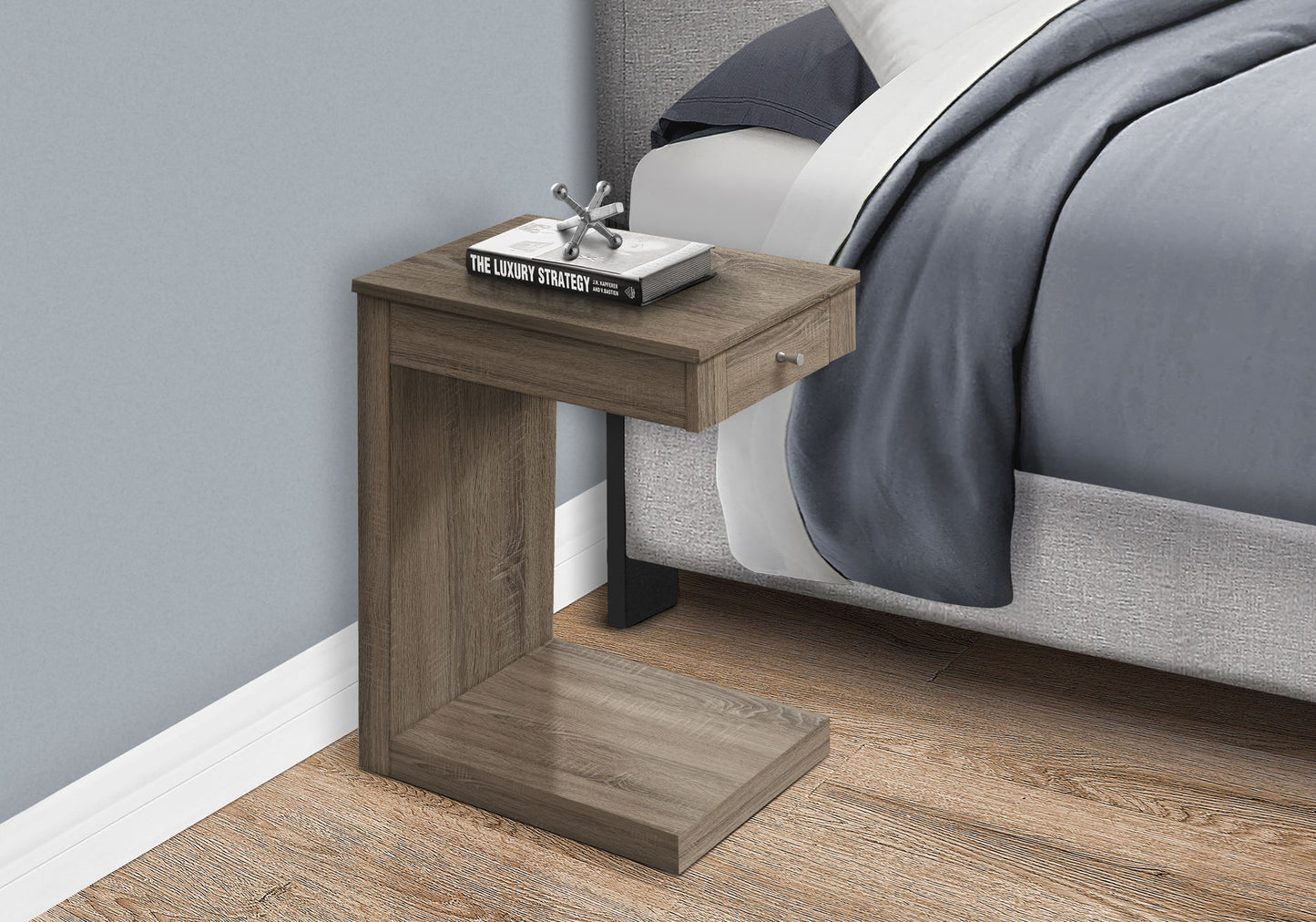 Accent Table, C - Shaped Contemporary & Modern - Taupe