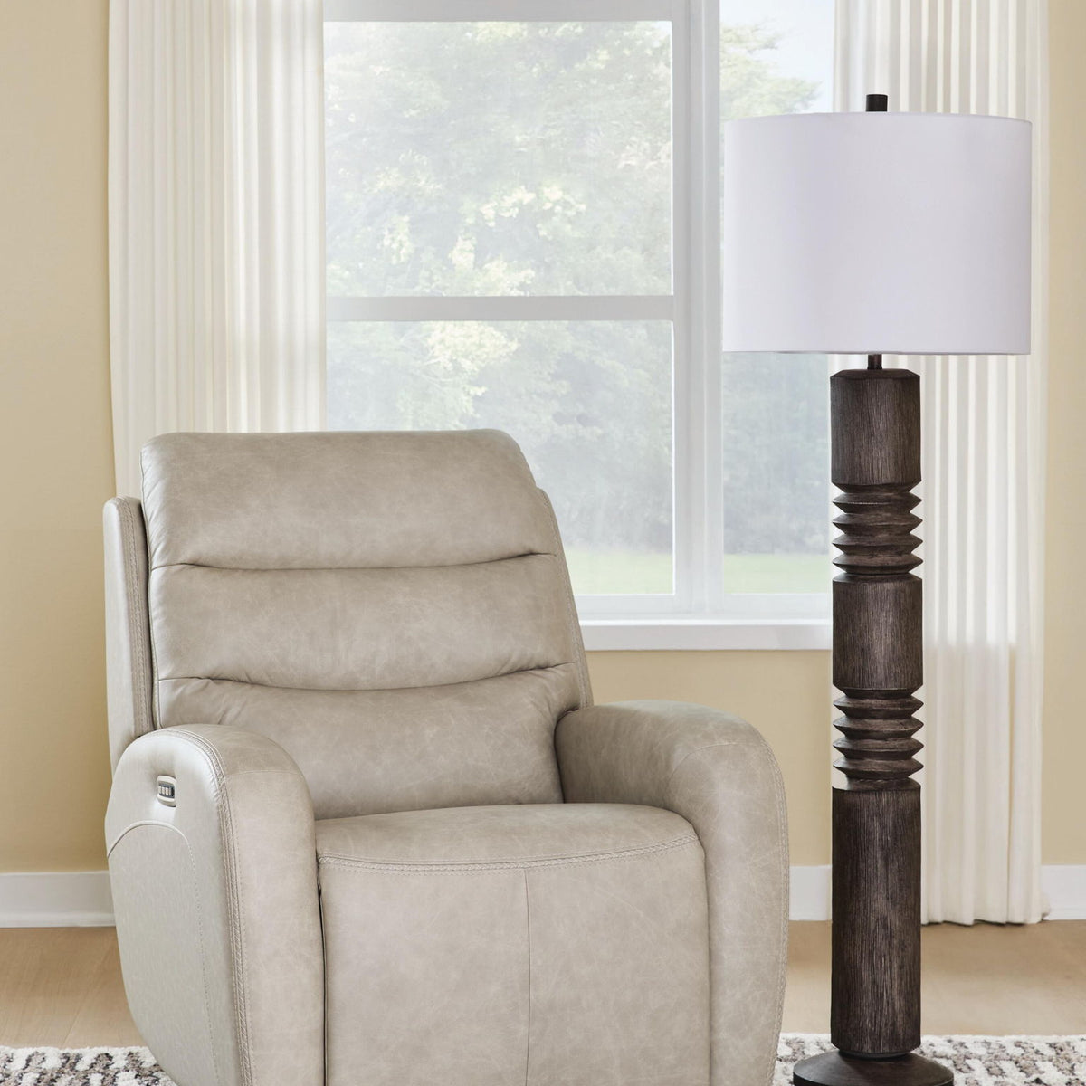 Motion-Max - Swivel Glider Power Recliner - Stonewash