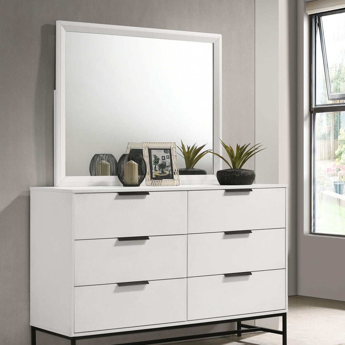 Sonora 6-drawer Dresser with Mirror White