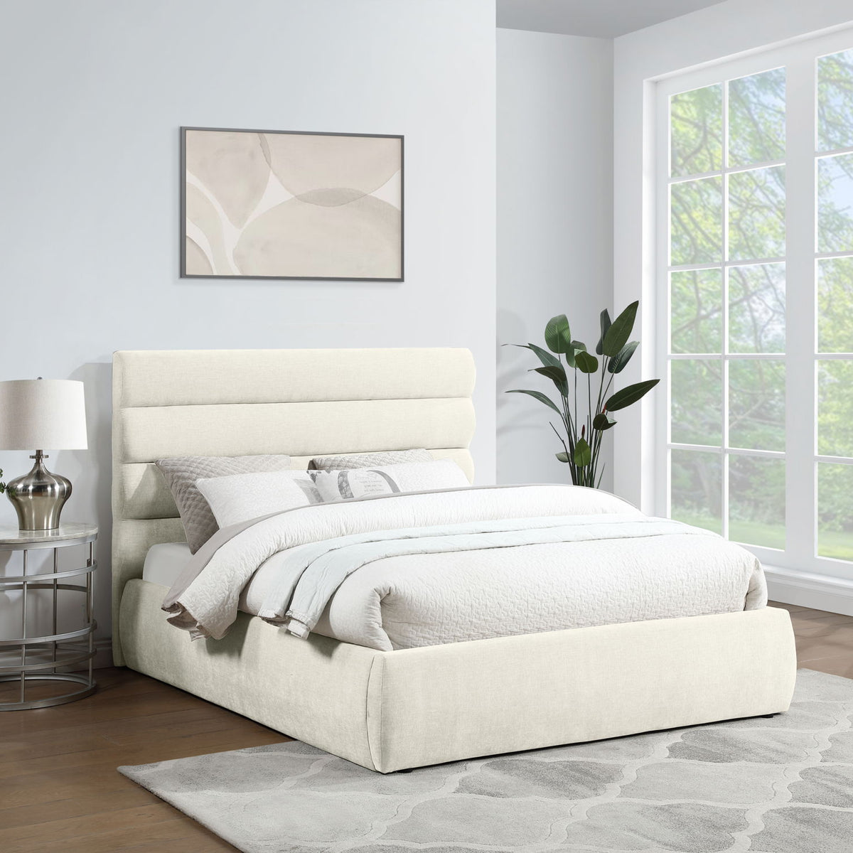 Adam - Chenille Fabric Bed With 52" Headboard