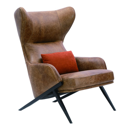 Amos - Leather Accent Chair - Brown