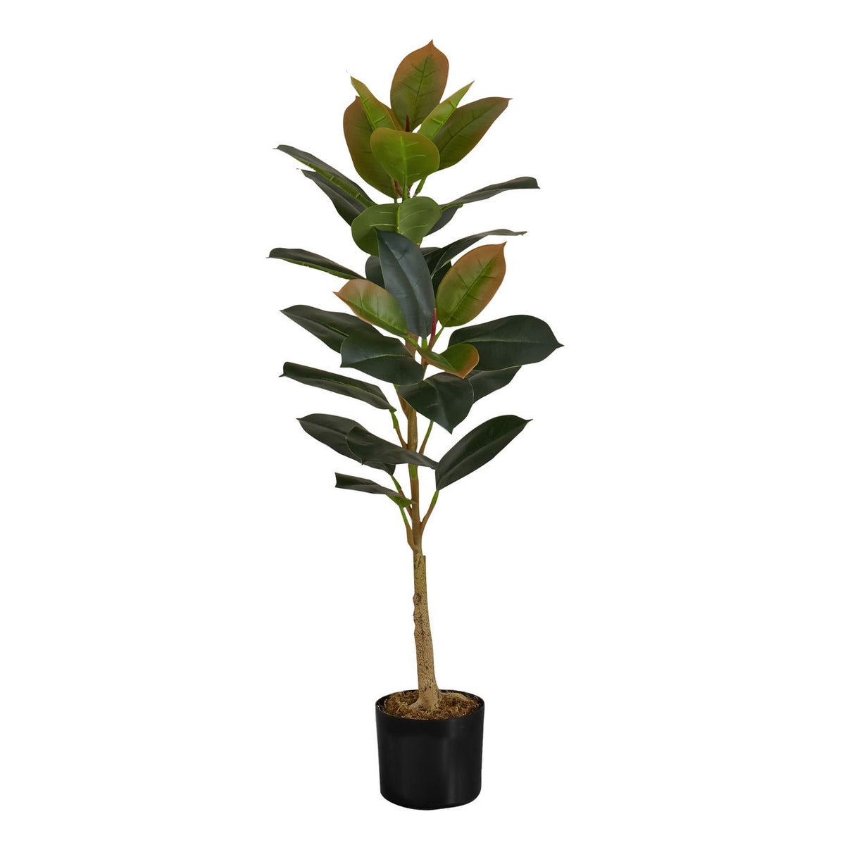 Artificial Plant, 40" Tall, Rubber Tree, Indoor, Faux, Fake, Floor, Greenery, Potted, Real Touch, Decorative - Green / Black