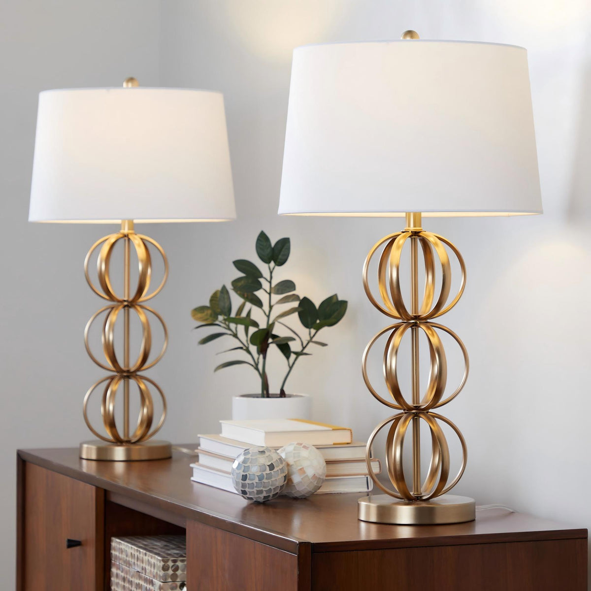 Linx - Contemporary Table Lamp (Set of 2) - Gold / White