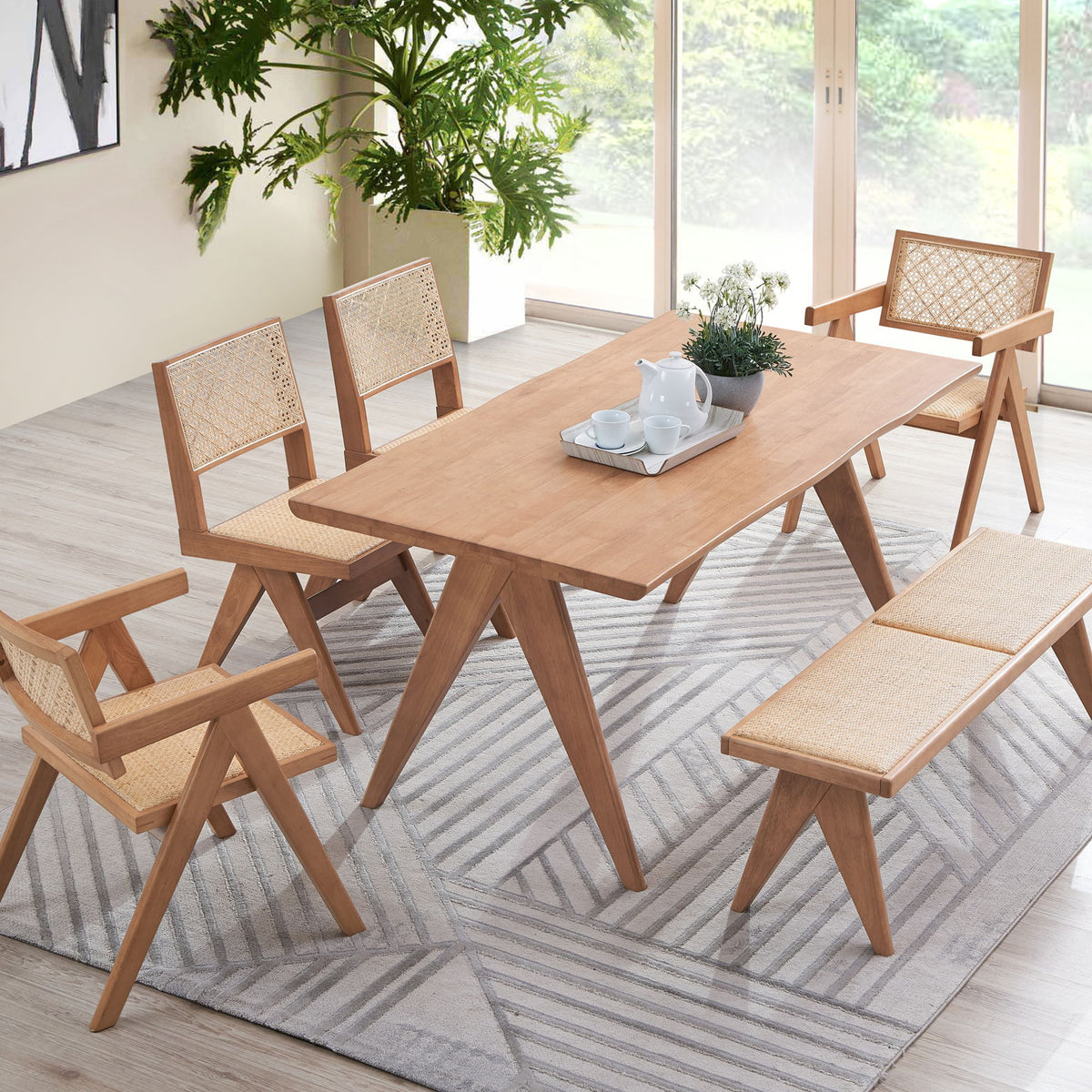 Valentina - 6 Piece Patio Furniture Set - Rattan / Natural