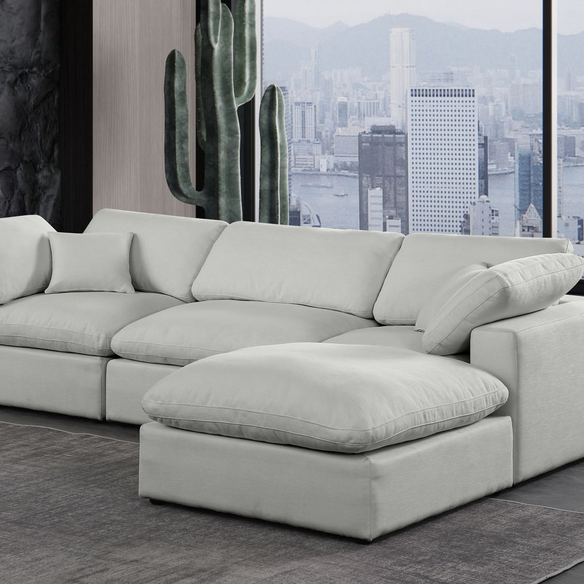 Comfy - 4 Piece Linen Fabric Modular Sectional With Chaise