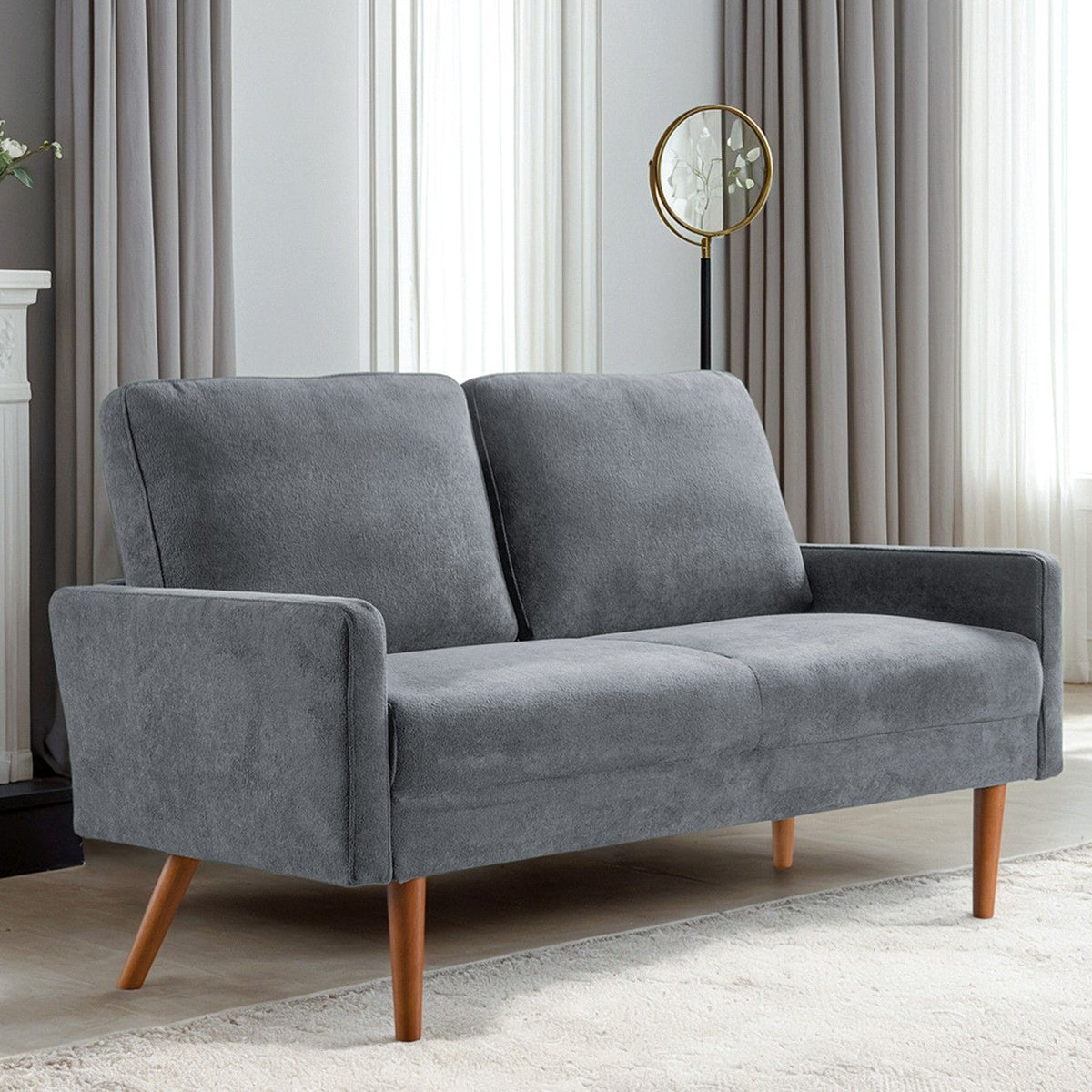 Loveseat Sofa, European Style With Sleek Design, Modern & Vintage Flair, Upholstered 2 Seater Couch