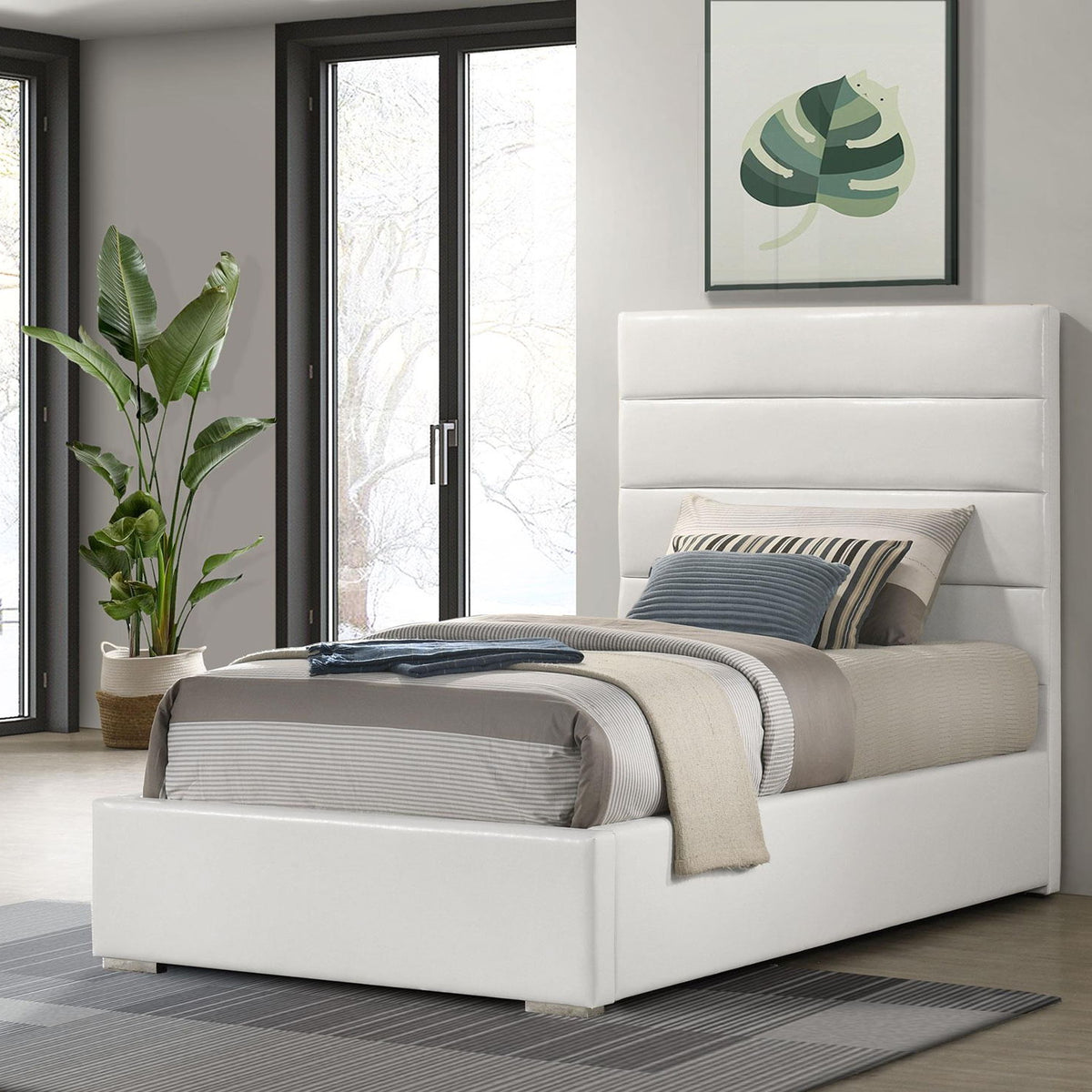 Felicity 53-inch Upholstered Twin Platform Bed White