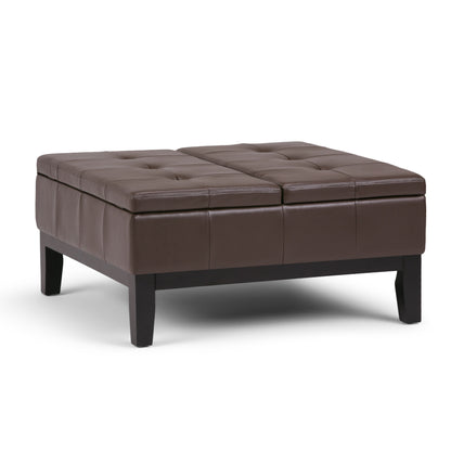 Dover - Square Coffee Table Storage Ottoman - Chocolate Brown