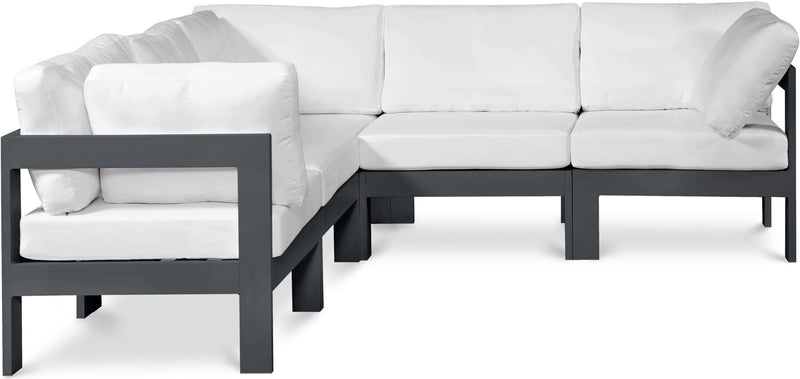Nizuc - Outdoor Patio 5 Piece Modular Sectional With Gray Frame