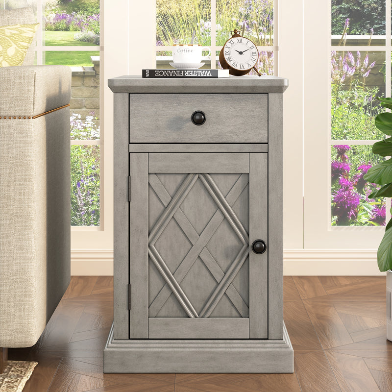 End Table USB Charging Gray