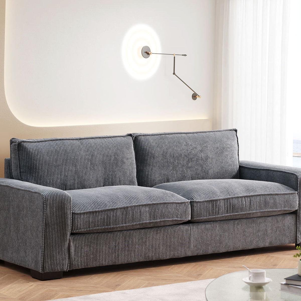 Luxe - Corduroy Sofa With Sleek Design, Spacious And Comfortable 3 Seater Couch