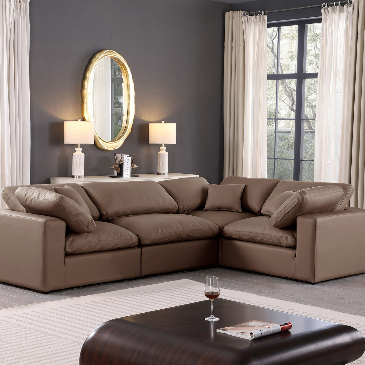Comfy - 4 Piece Faux Leather Modular Sectional