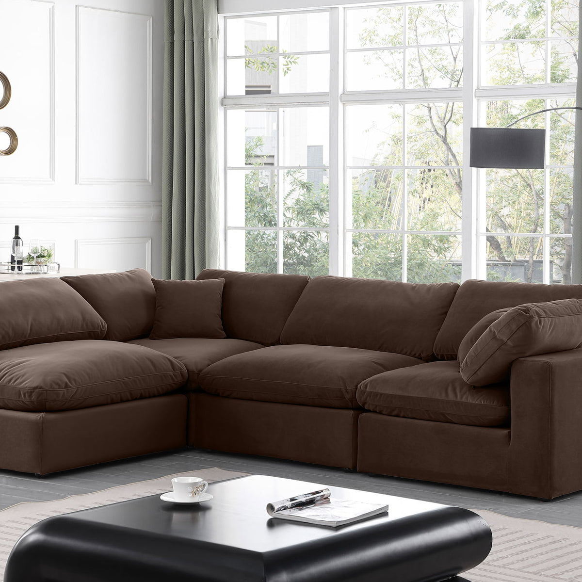 Comfy - 4 Piece Velvet Modular Armless Sectional