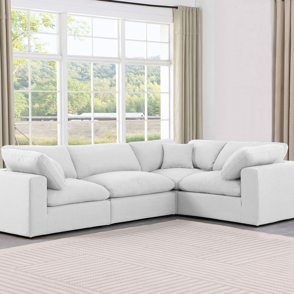 Comfy - 4 Piece Linen Fabric Modular Sectional