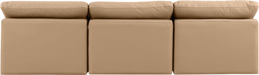Indulge - Faux Leather 3 Piece Modular Armless Sofa - Tan