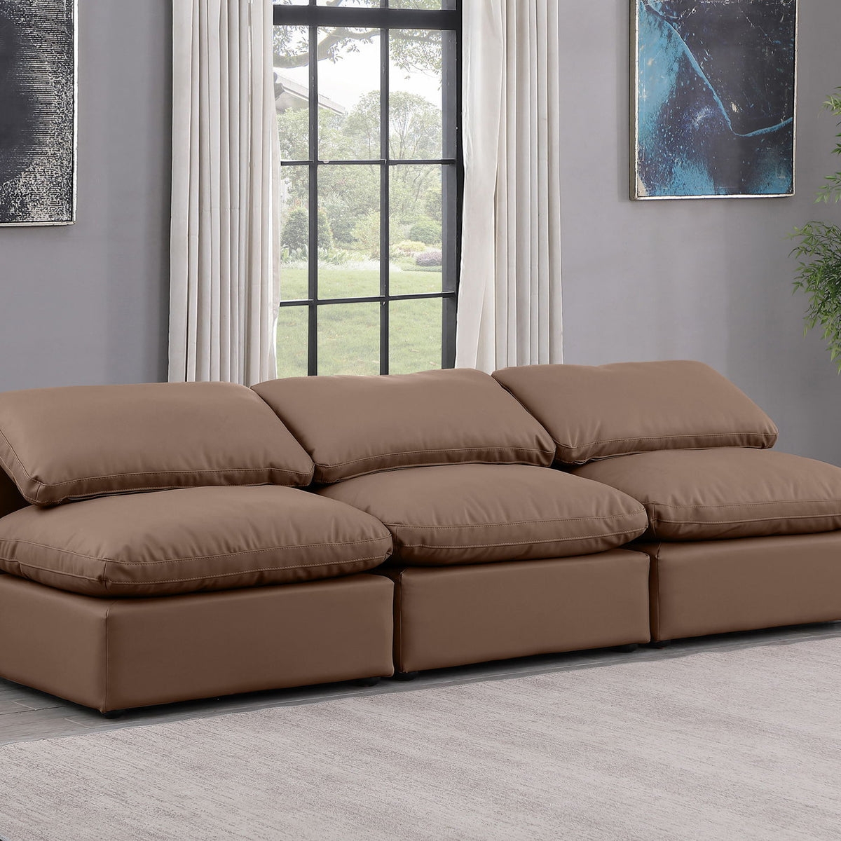 Indulge - Faux Leather 3 Seat Modular Armless Sofa