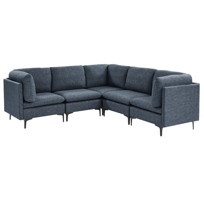 Dark gray modular sectional sofa with corner chaise and tall tapered legs