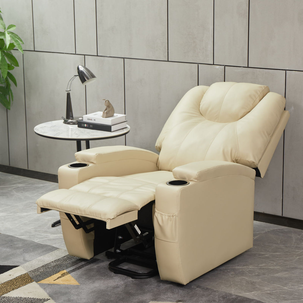 Modern Recliner Chair With Cup Holders, Remote Control