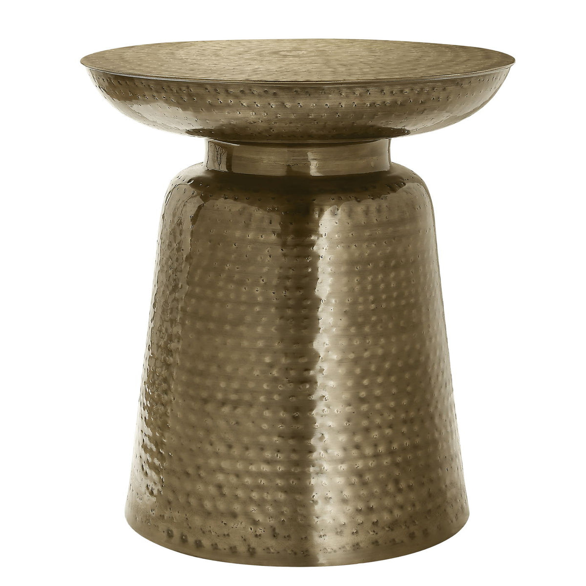 Drum Accent Side Table, Hammered Texture