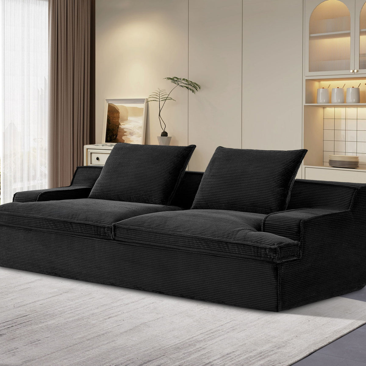 Nimbus - Oversized Full Foam 4 Seater Couch For Living Room Upholstered In Soft Corduroy, Wide Armrests