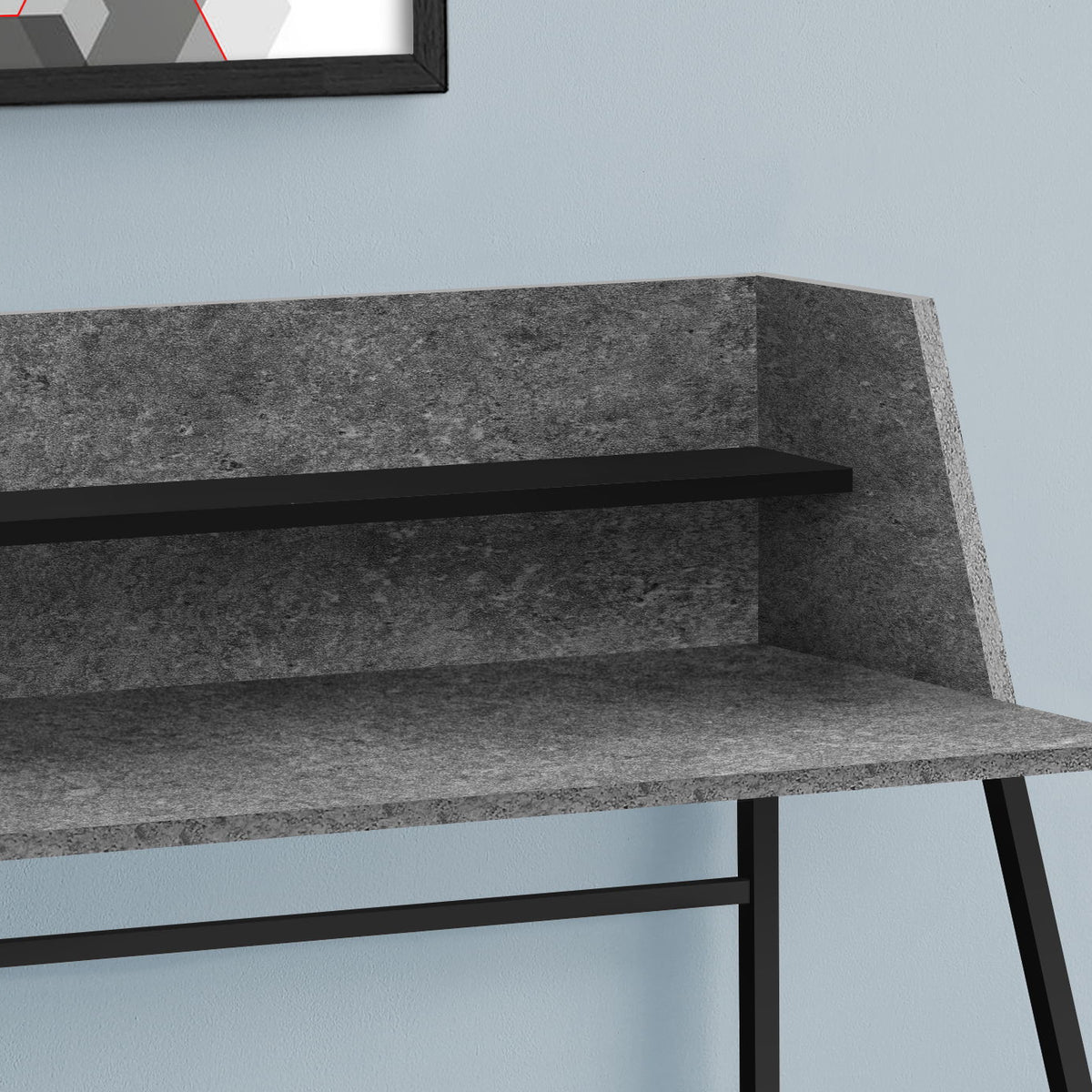 Computer Desk For Home Office, Laptop, Storage Shelves, Marble Look Contemporary & Modern