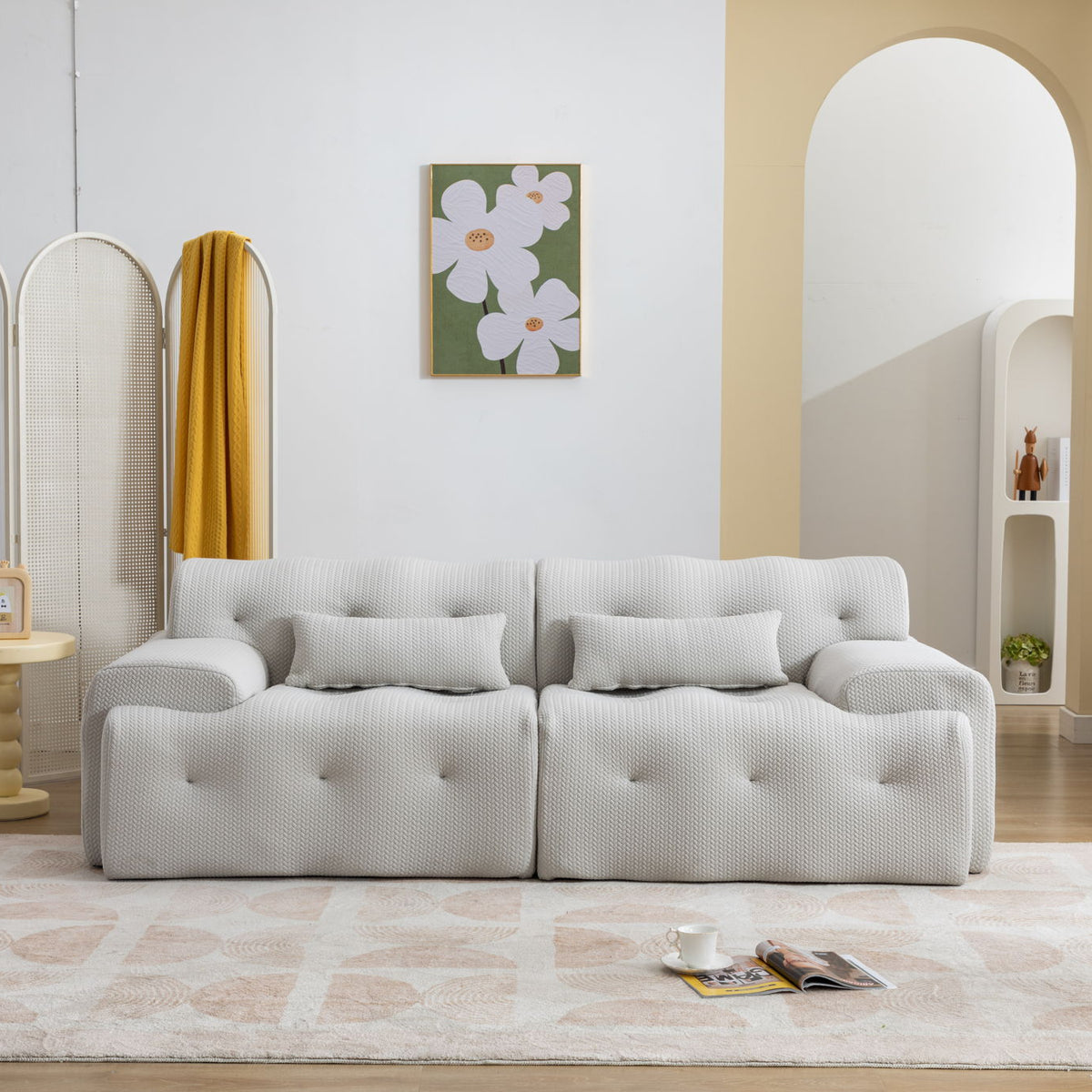 Large Size 2 Seater Sofa, Pure Foam Comfy Sofa Couch, Modern Lounge Sofa For Living Room, Apartment