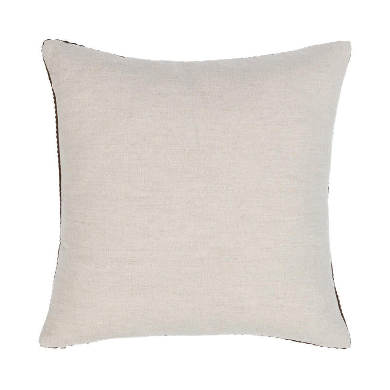 Light cream square pillow with subtle woven texture and soft curved corners